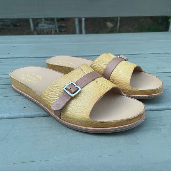 Kork Ease Downey Yellow Mexico leather buckle slide sandals 9 M - Picture 4 of 16